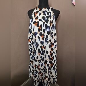 Plus Allover Print Tie Back Halter Dress